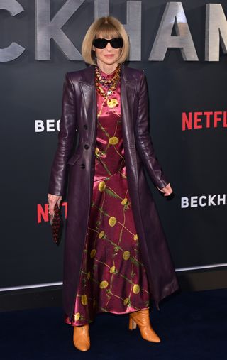 Anna Wintour's purple leather trench