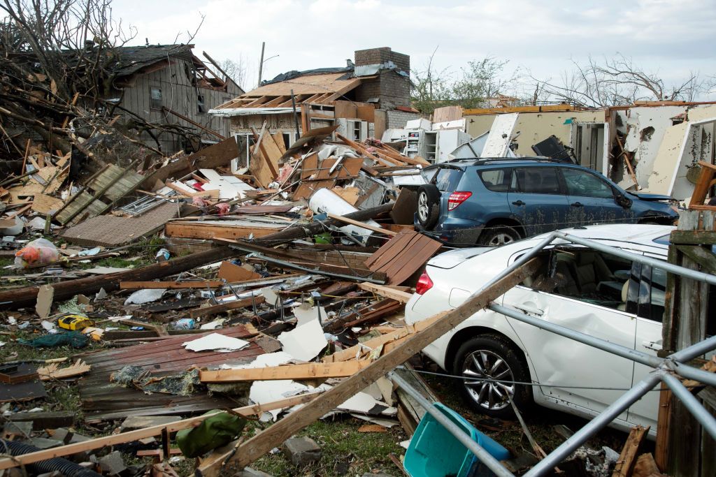 The aftermath of a tornado in Arkansas. 