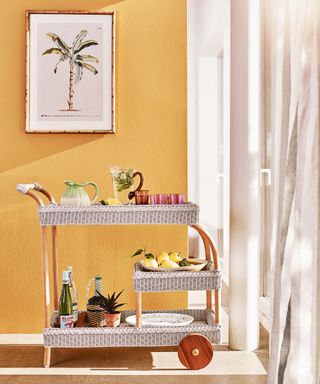 Bar cart with trolley for summer drinks
