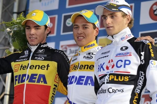The U23 podium: Vincent Baestaens, Tom Meeusen and Jim Aernouts.