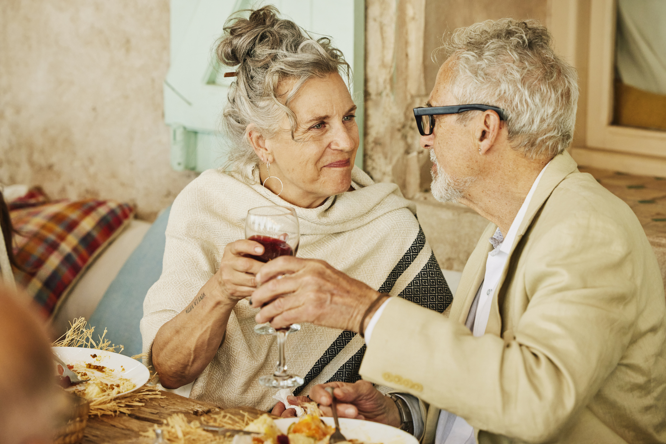 Older couple celebrating 