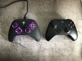 Spectra on the left/ Xbox One Wireless Controller on the right