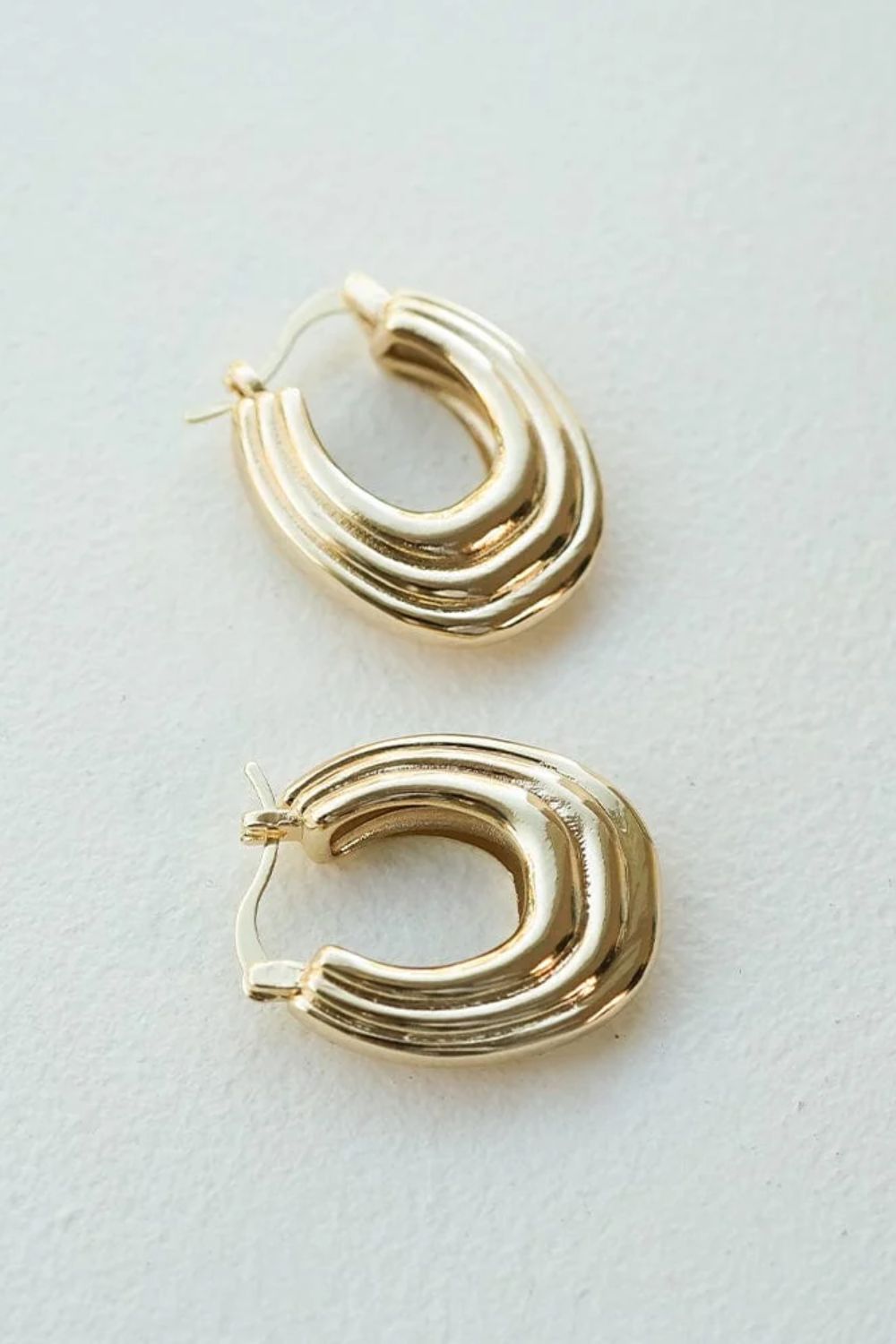 Polly Chunky Ridge Hoop Earrings 18ct Gold Plate