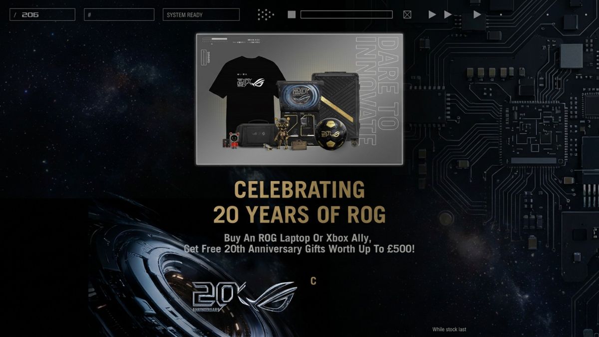 Artwork showing the offers running for the Asus ROG 20th Anniversary event