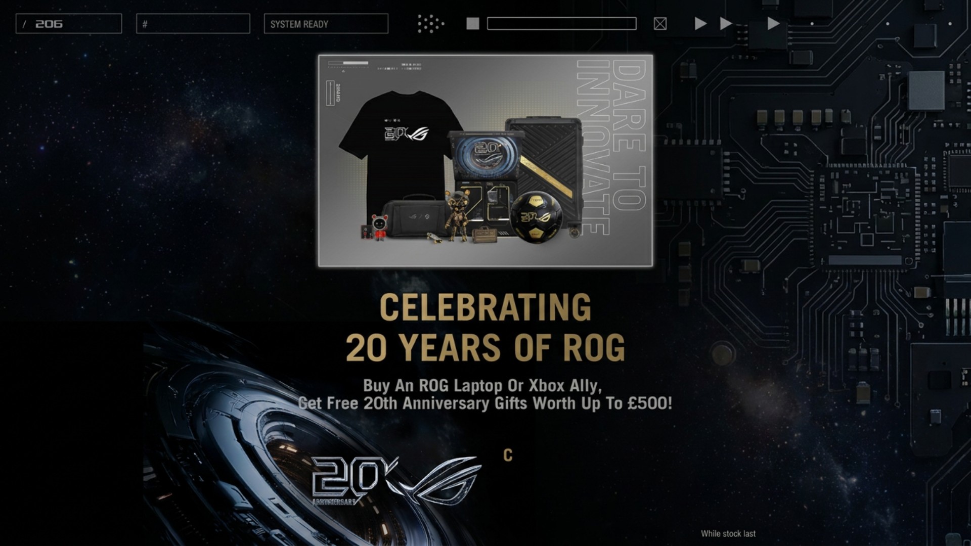 Artwork showing the offers running for the Asus ROG 20th Anniversary event
