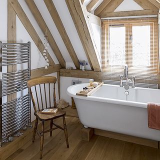 wooden furnished bathroom