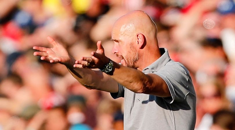 Manchester United manager Erik ten Hag during the 4-0 loss to Brentford