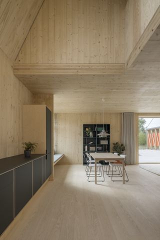 Living Places Copenhagen house in timber inside and out with large openings and light colours