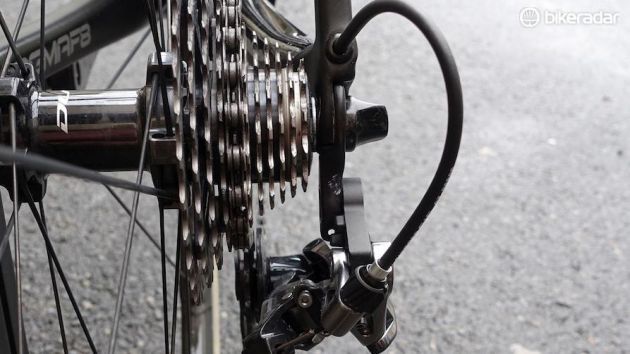 Shimano engineers were happy to point out that in the event of a crash, the first point of contact would be the quick release nut, not the derailleur
