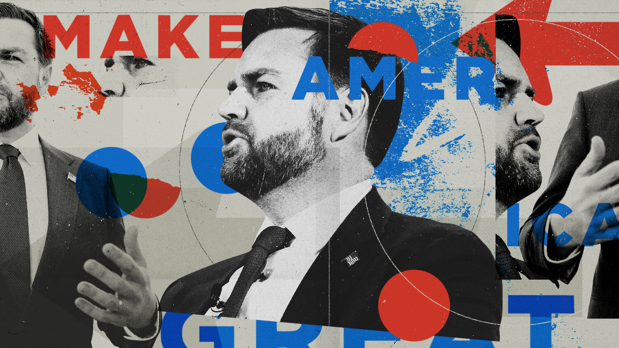 Photo composite illustration of JD Vance