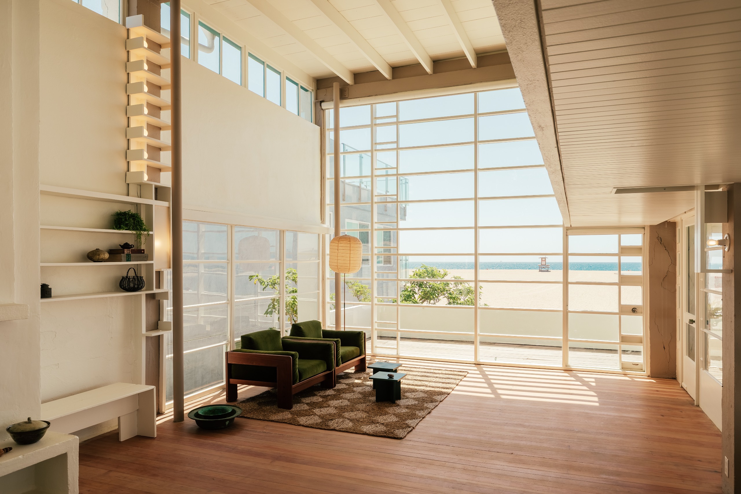 The double-height living room at the heart of the house