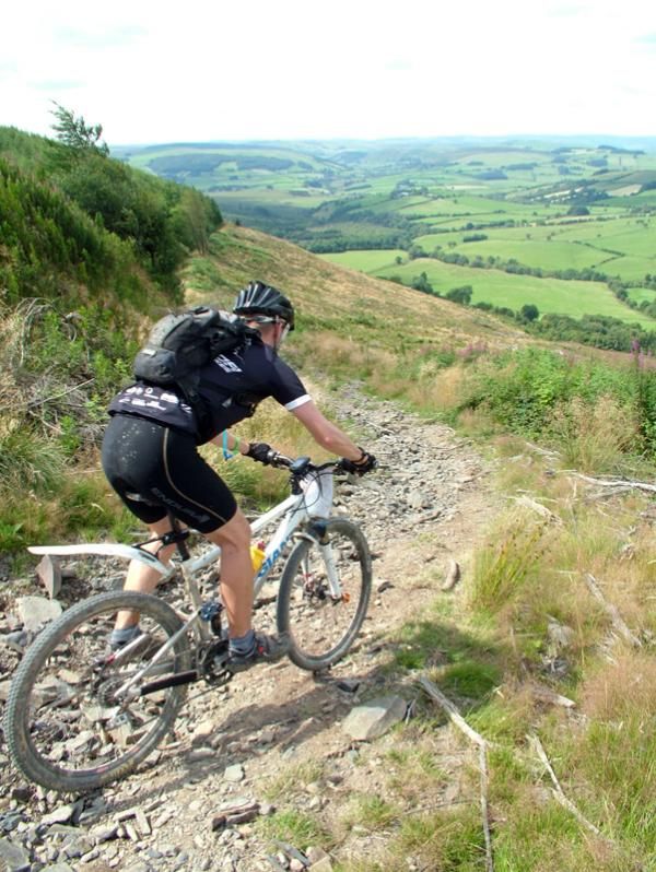 Facing into a steep downhill section