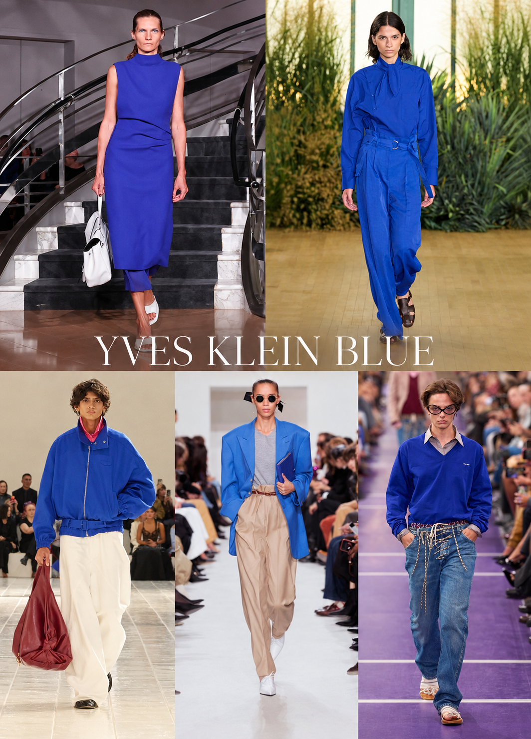 Photo collage of different color trends from the Spring Summer 2027 runway.