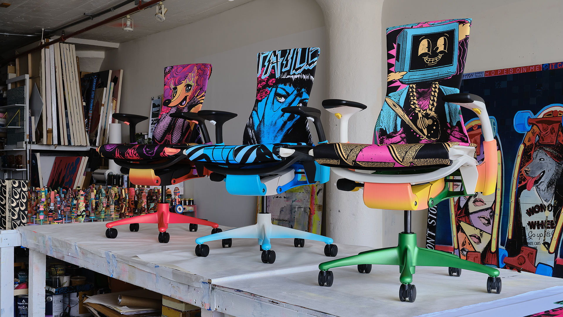 The Herman Miller Embody chair with a modern art redesign. 