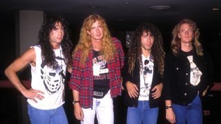 Dave Mustaine and Megadeth in a 1990 file photo at the Foundation Forum Convention in Los Angeles 