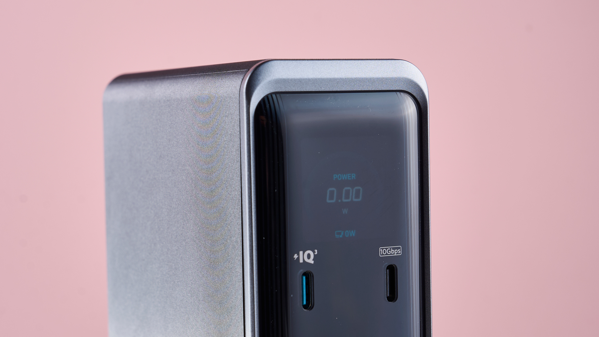 Screen on the front of the Anker Prime Charging Docking Station (14-in-1, Dual Display, 160W)