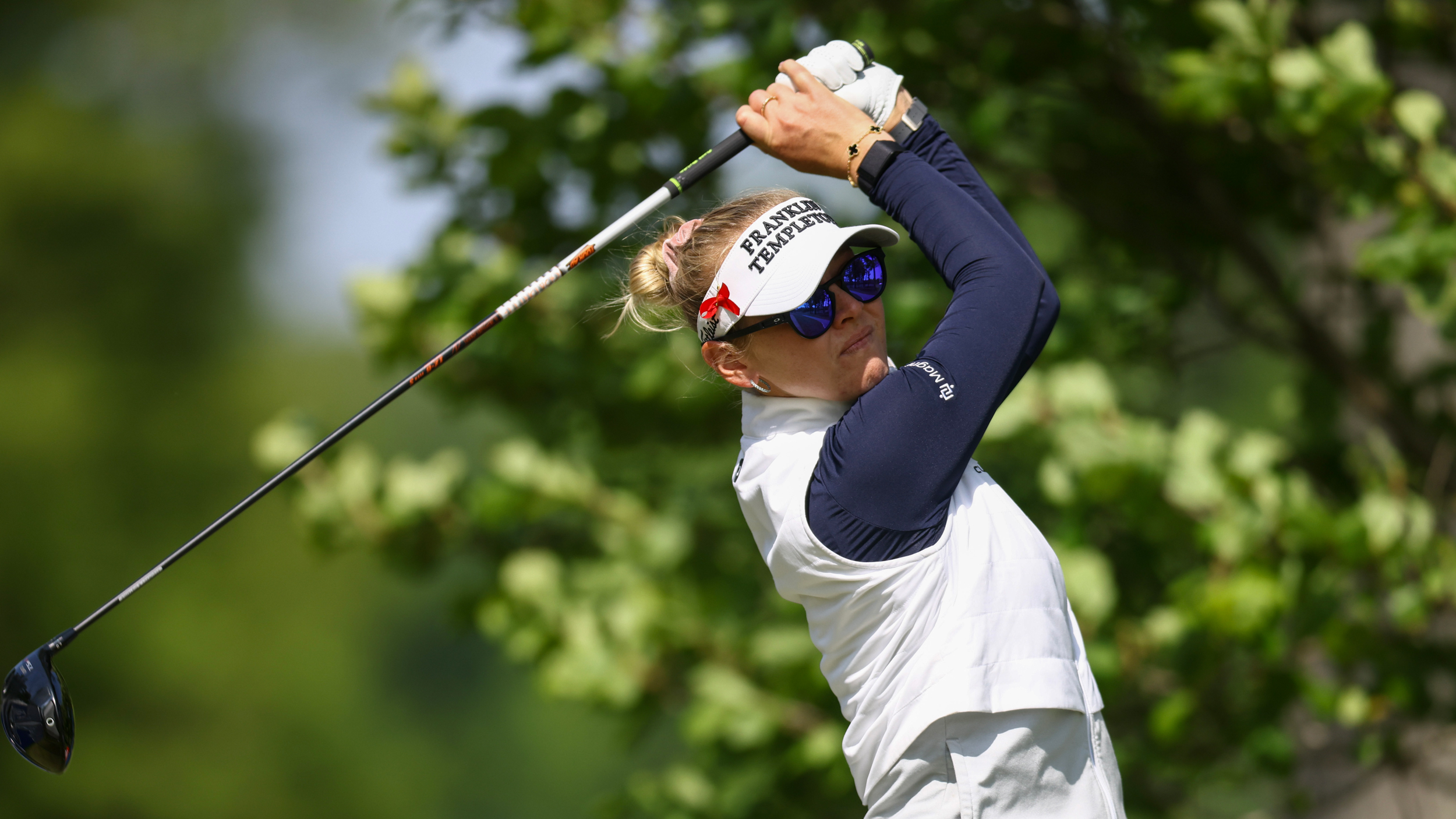 Jessica Korda holds her finish on a drive