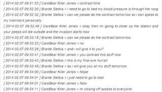 Leaked chat logs between CareBear Killer Jones (Scooter) and Brante as he is held ransom.