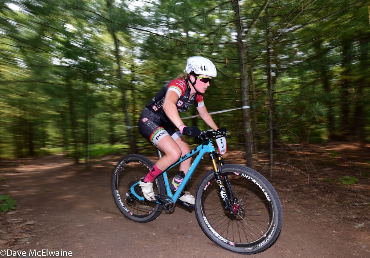 Ellen Noble (Competitive Cyclist) riding alone in second place