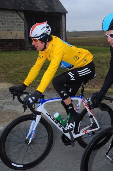 Bradley Wiggins (Sky) remained safely tucked in the main field.