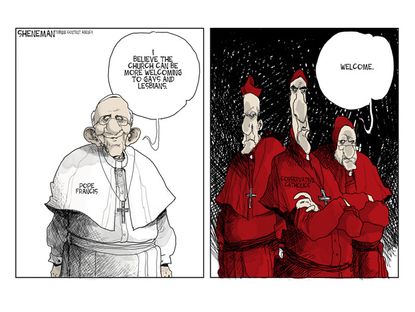 Editorial cartoon pope Synod gay religion