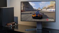 LG Display new OLED panel with racing game on screen