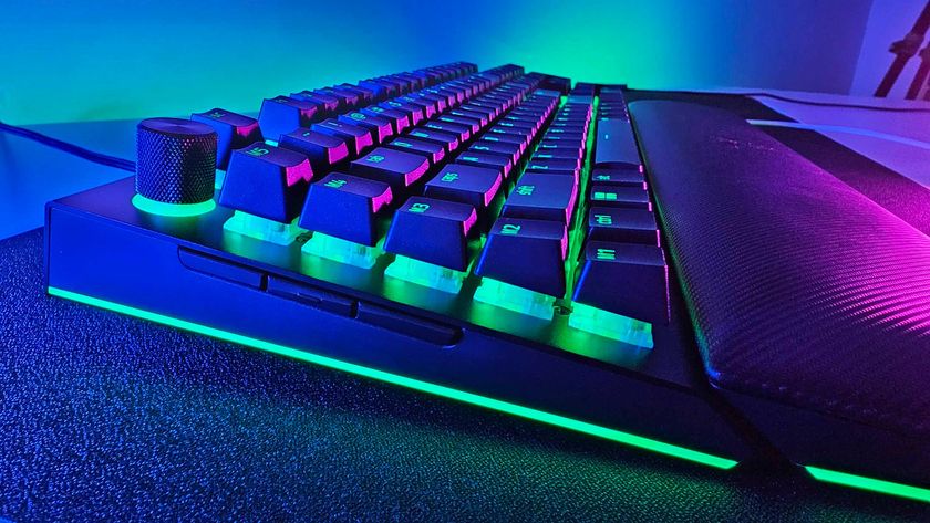 Photograph of the Razer BlackWidow V4 Pro Keyboard&#039;s side profile