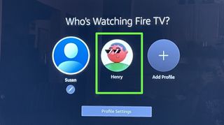 fire tv's user profile selection screen