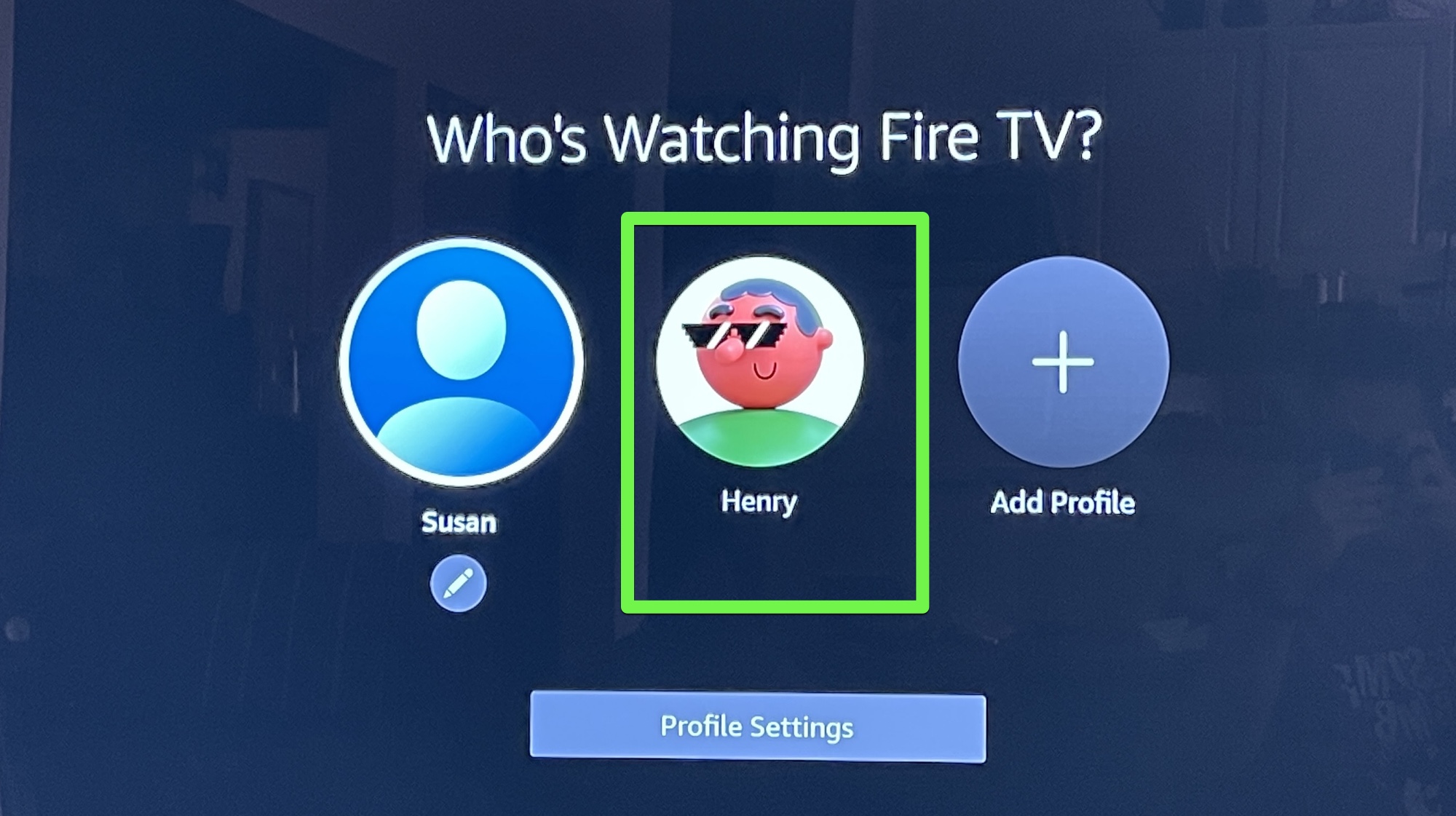 fire tv's user profile selection screen