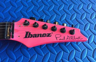The headstock of Paul Gilbert's 1987 Ibanez "Ice-Stroyer"