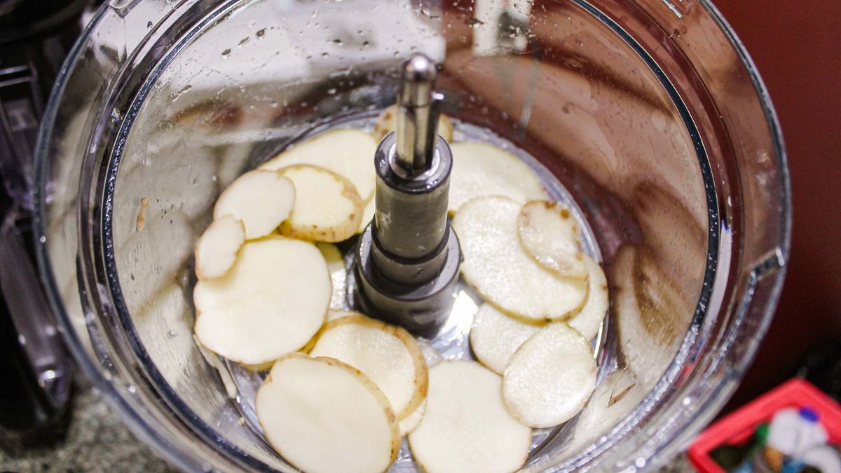 Breville Sous Chef 12 Cup Food Processor processing potatoes