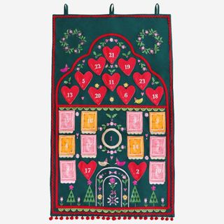 Advent calendar made from coloured fabric