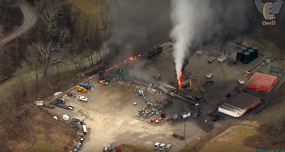 A still from an Ohio State Highway Patrol video shows the leak in February 2018.