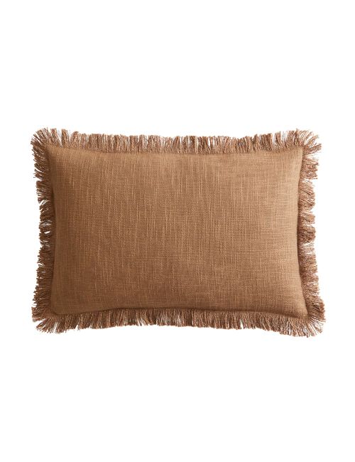 Slub-Weave Cushion Cover, Light Brown