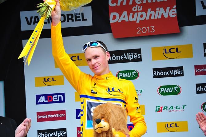 Chris Froome in yellow at the Dauphine