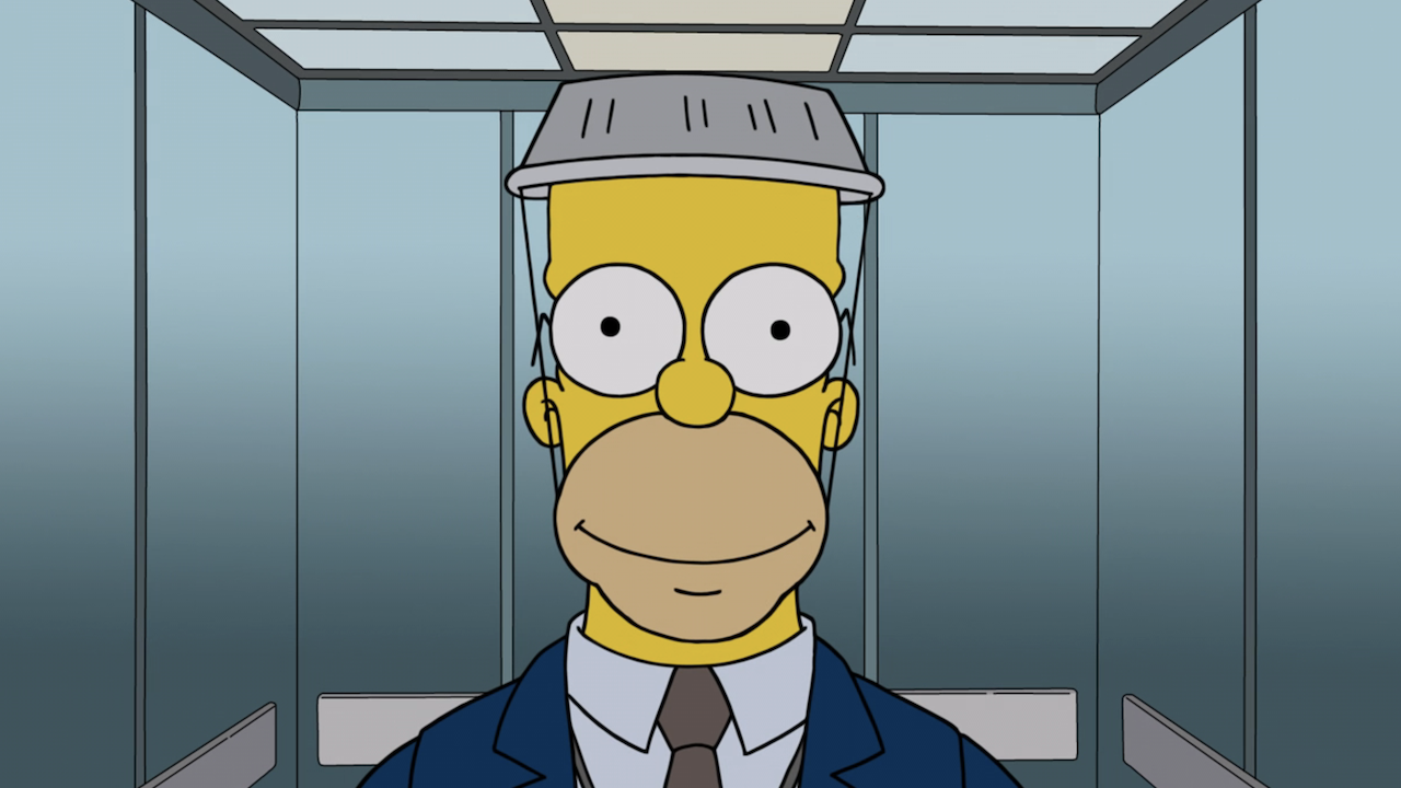 Homer elevator zolly in The Simpsons "Seperance" Severance spoof