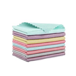 A stack of colorful cleaning cloths