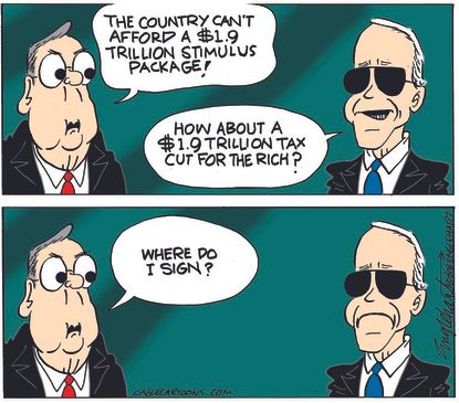 Political Cartoon U.S. Biden McConnell covid stimulus