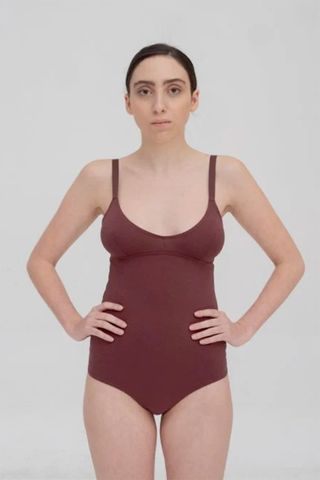 brown bodysuit, sustainable lingerie