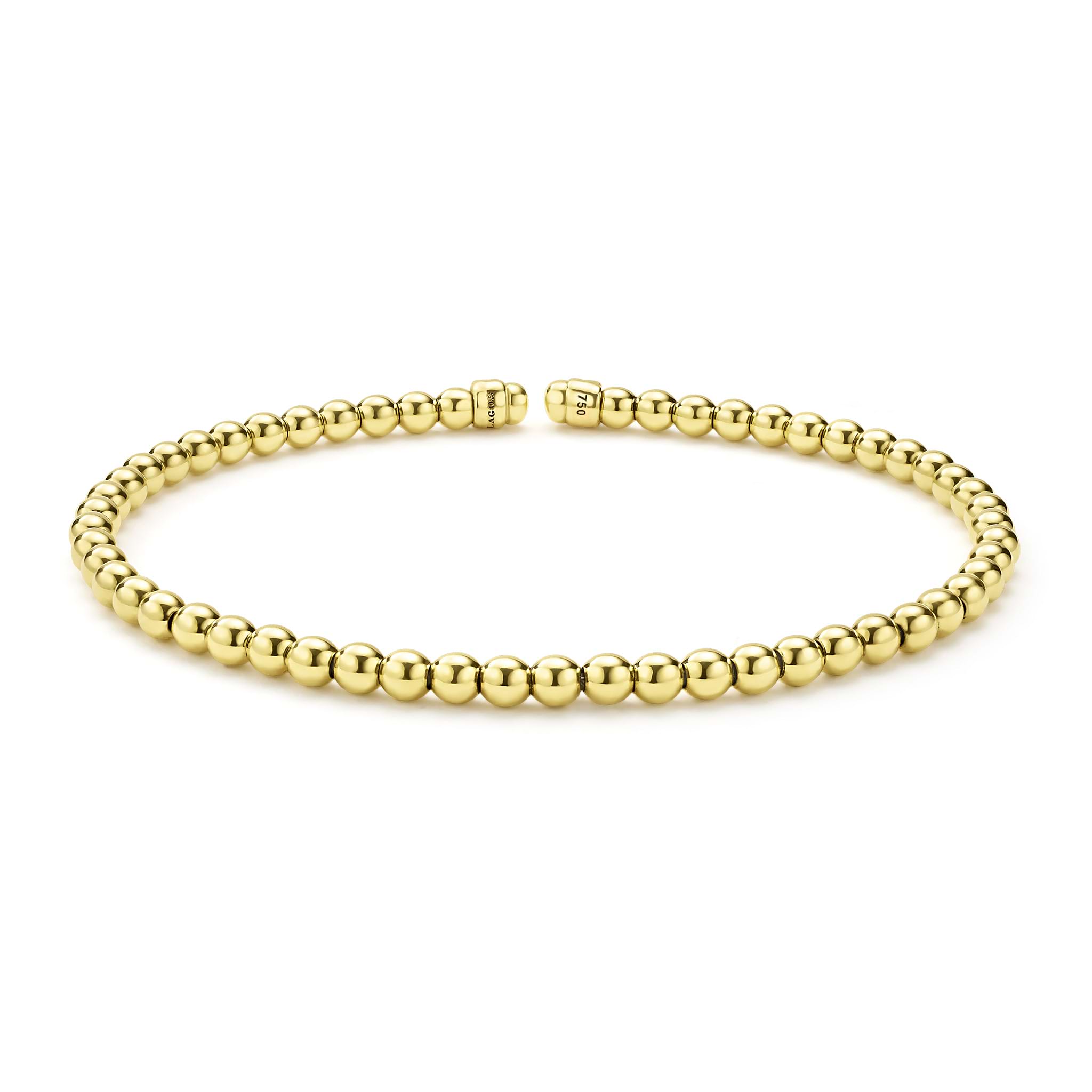 Caviar Gold 18k Gold Caviar Beaded Cuff Bracelet | 3mm