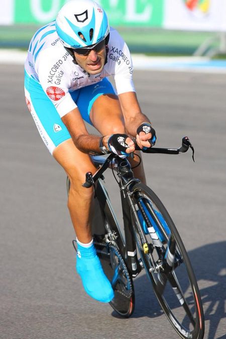 One of the Xacobeo Galicia riders a bit out of his element in the Netherlands.