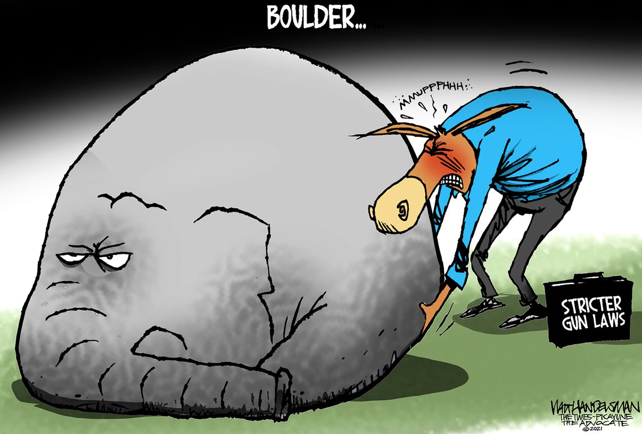 Political Cartoon U.S. boulder gop democrats mass shooting