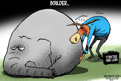 Political Cartoon U.S. boulder gop democrats mass shooting