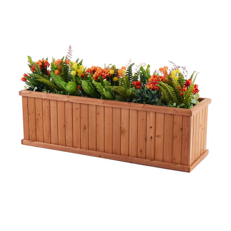 Three Posts&amp;trade; Barros Outdoor Wood Planter Box New Green House Beauty and Hope Raised Garden Bed &amp;amp; Reviews | Wayfair