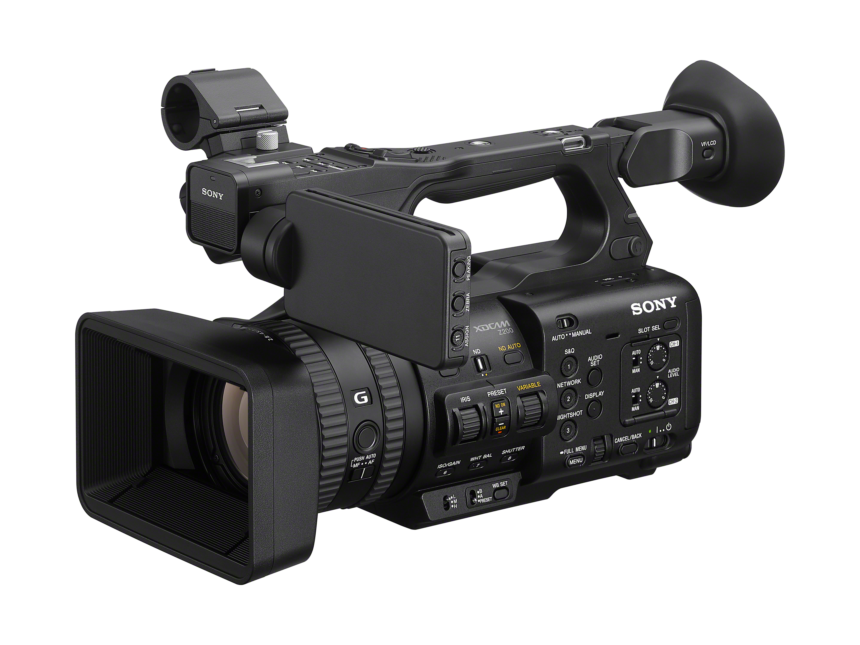 Sony PXW-Z200 and Sony HXR-NX800 camcorder product shots on a white background