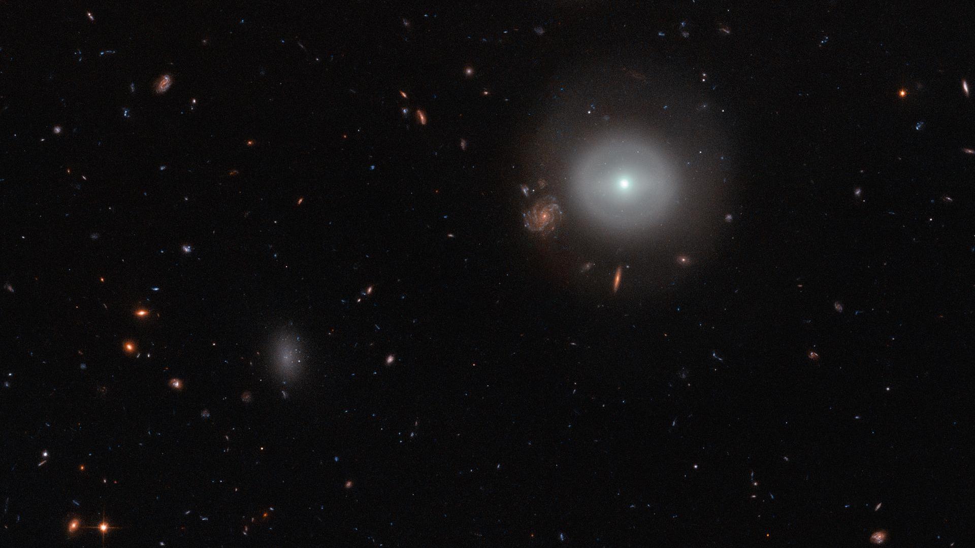 Capturada pela Advanced Camera for Surveys (ACS) do Telescópio Espacial Hubble da NASA/ESA, esta cena mostra PGC 83677, uma galáxia lenticular — um tipo de galáxia que fica entre as variedades elípticas e espirais mais familiares.