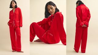 Nobody's Child Red Collared Pyjama Trouser Set women's Christmas pyjamas 2023