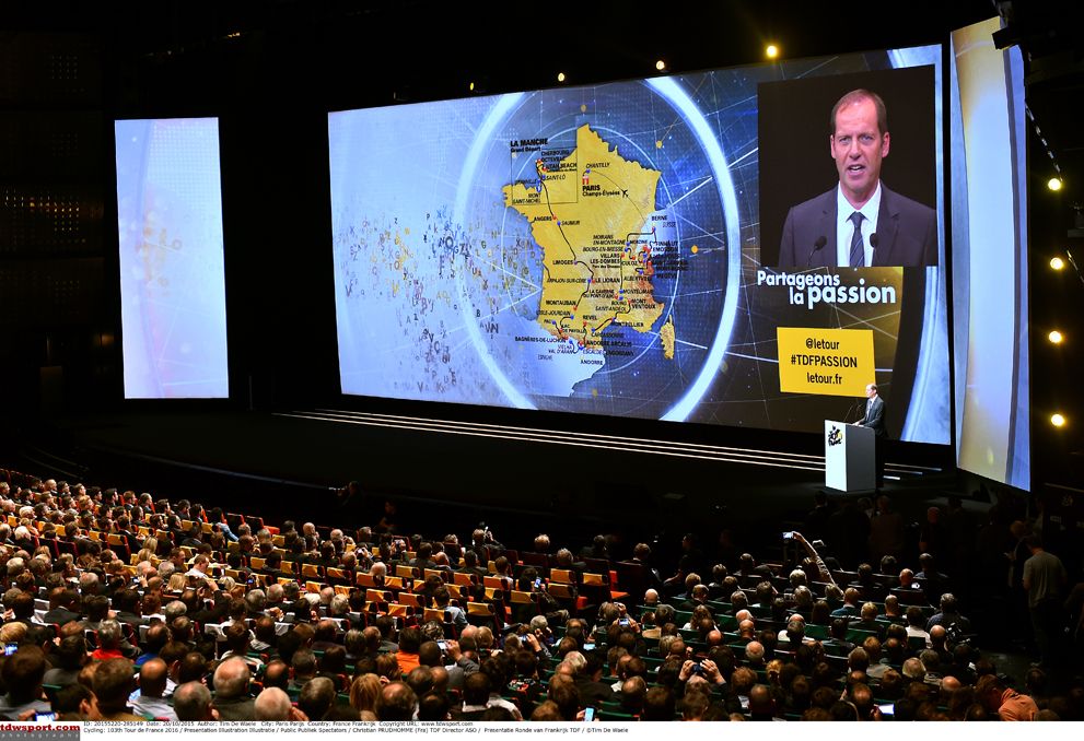 The packed Palais des Congres hosted the 2016 Tour de France presentation