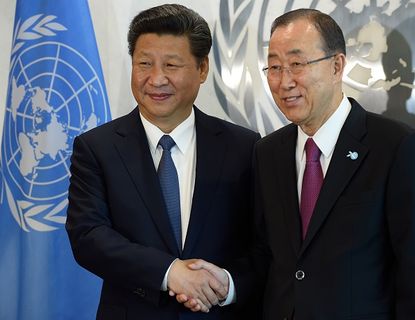 Chinese President Xi Jinping and U.N. Secretary-General Ban Ki Moon.