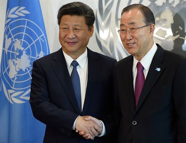 Chinese President Xi Jinping and U.N. Secretary-General Ban Ki Moon.